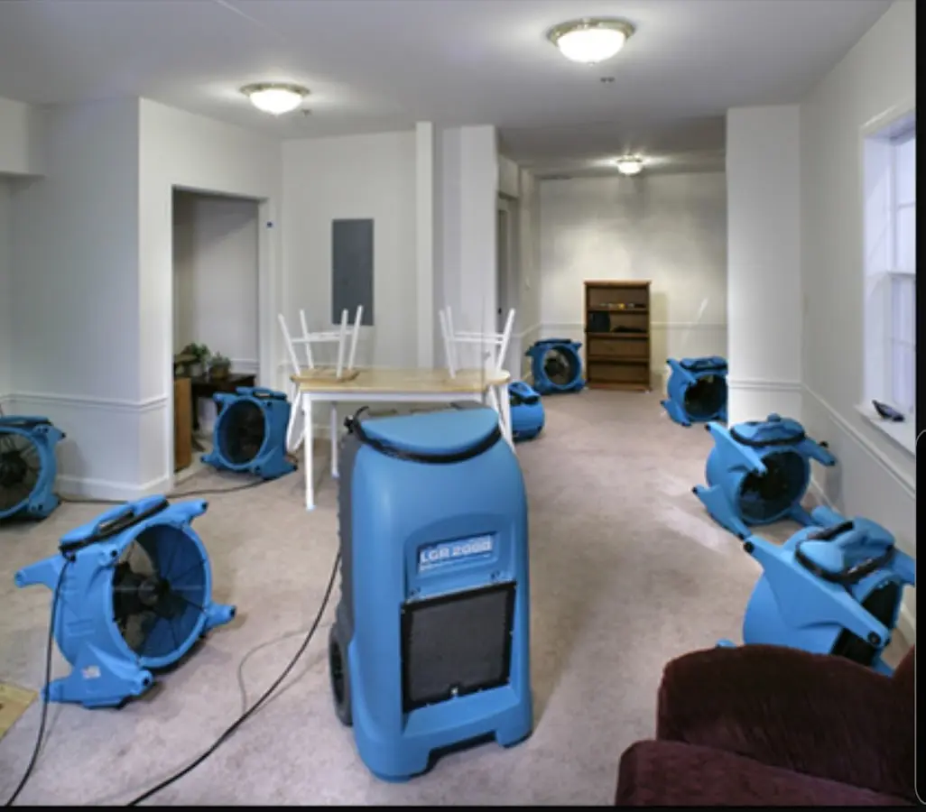 Air movers and dehumidifier setup for Water Damage Restoration in Leisure City